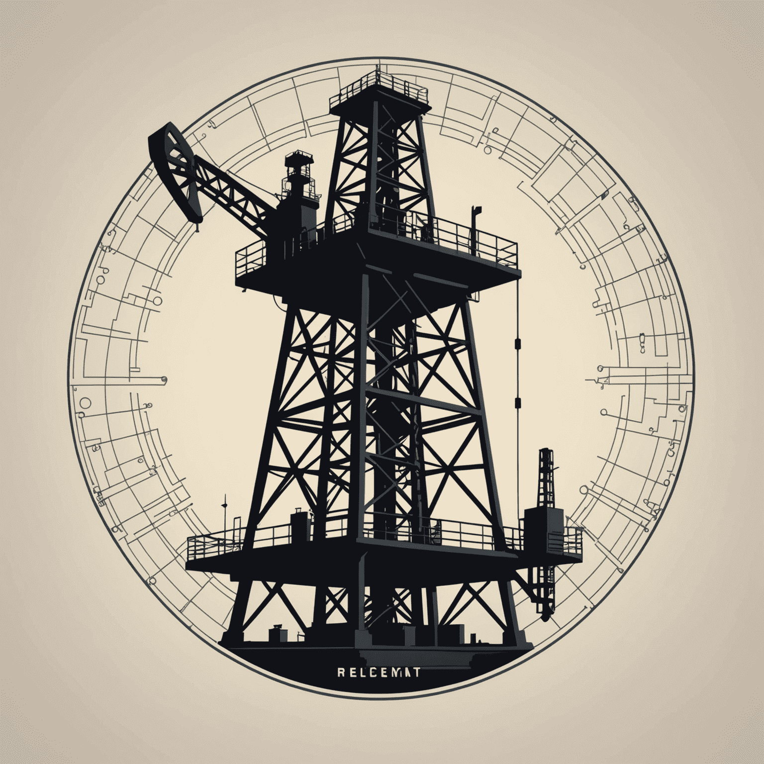 Pillboxdialect logo - A stylized oil derrick with AI circuit patterns