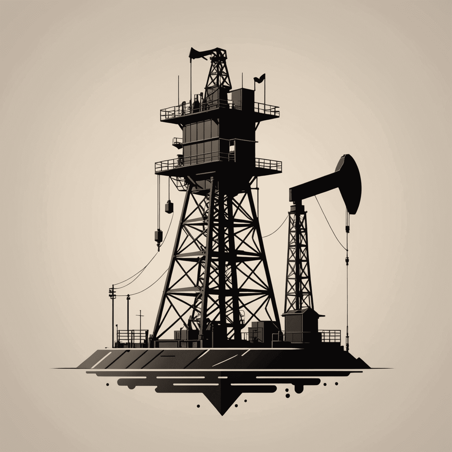 Pillboxdialect logo - A stylized oil derrick with AI circuit patterns