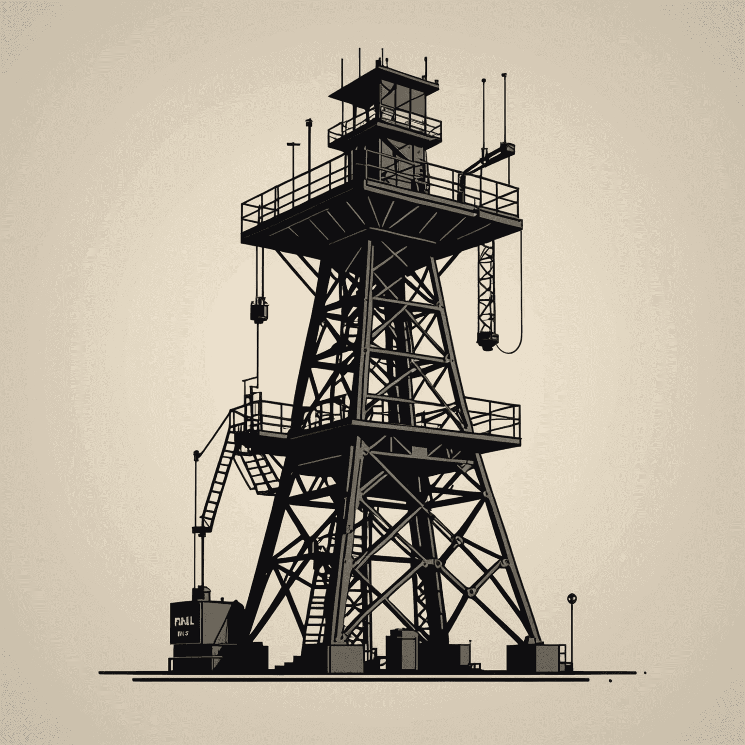 Pillboxdialect logo - A stylized oil derrick with AI circuit patterns