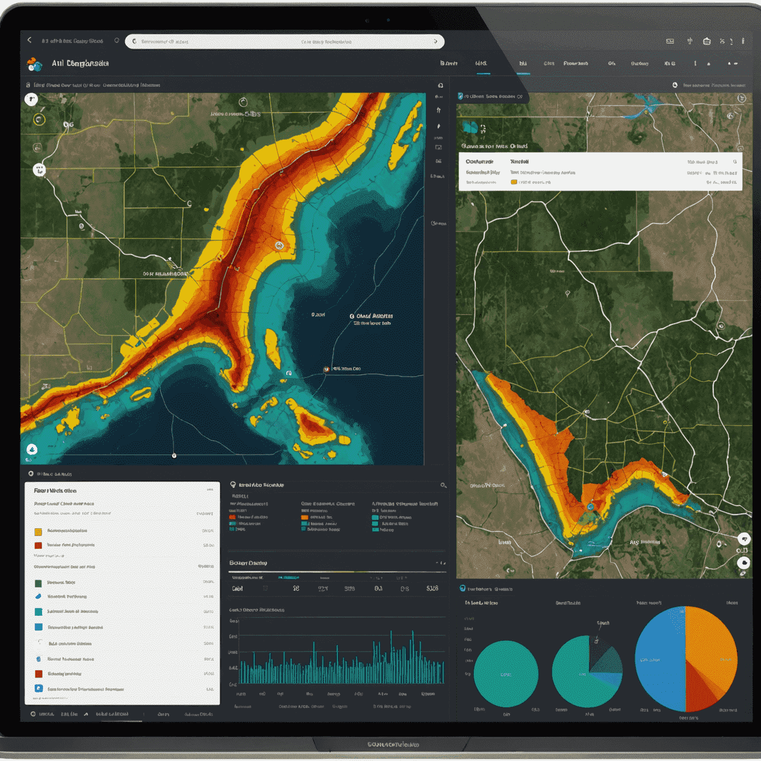 AI-powered dashboard showing real-time predictive analytics for oil well planning with 3D geological models and data graphs