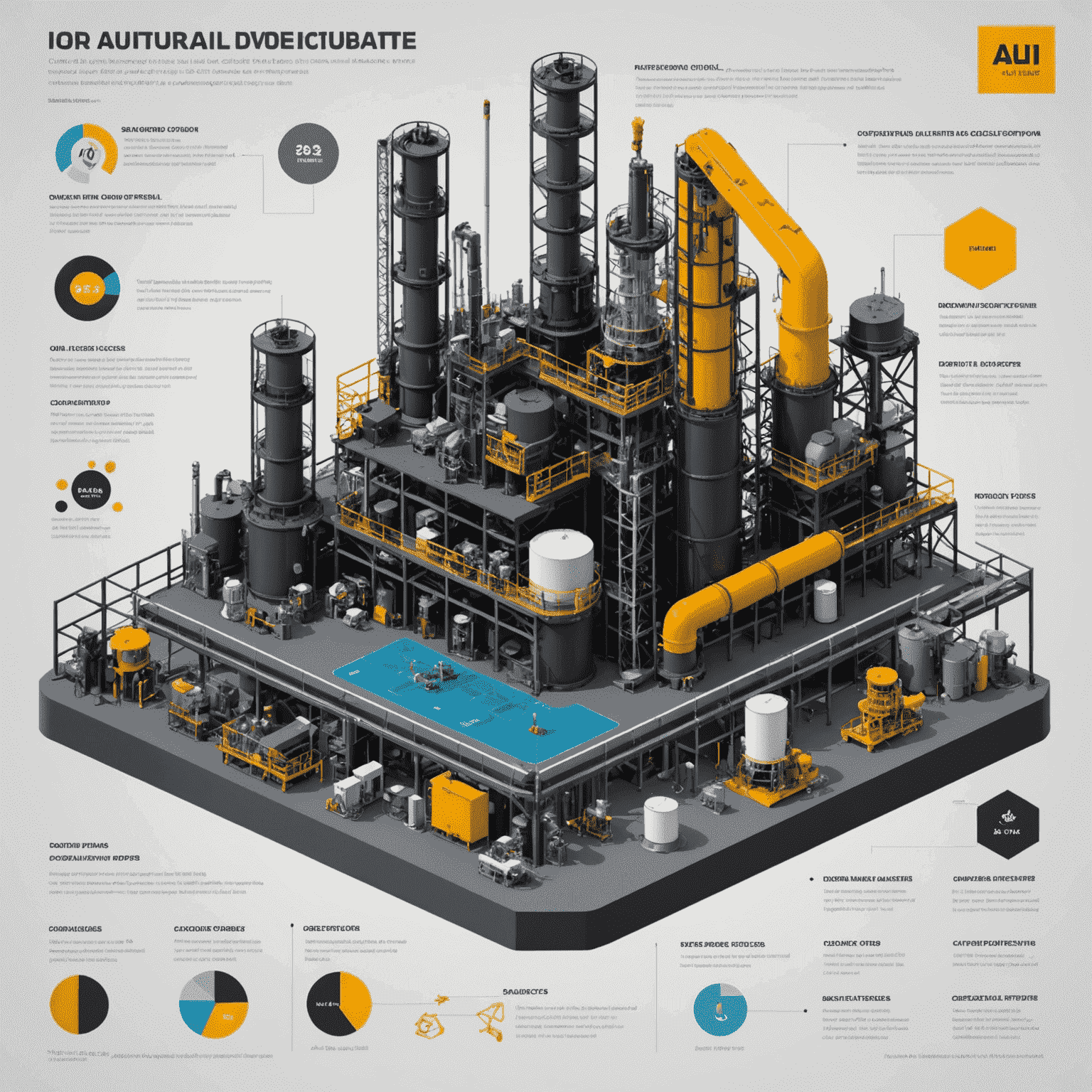 Infographic showing AI-optimized oil production process with real-time data feeds and automated control systems