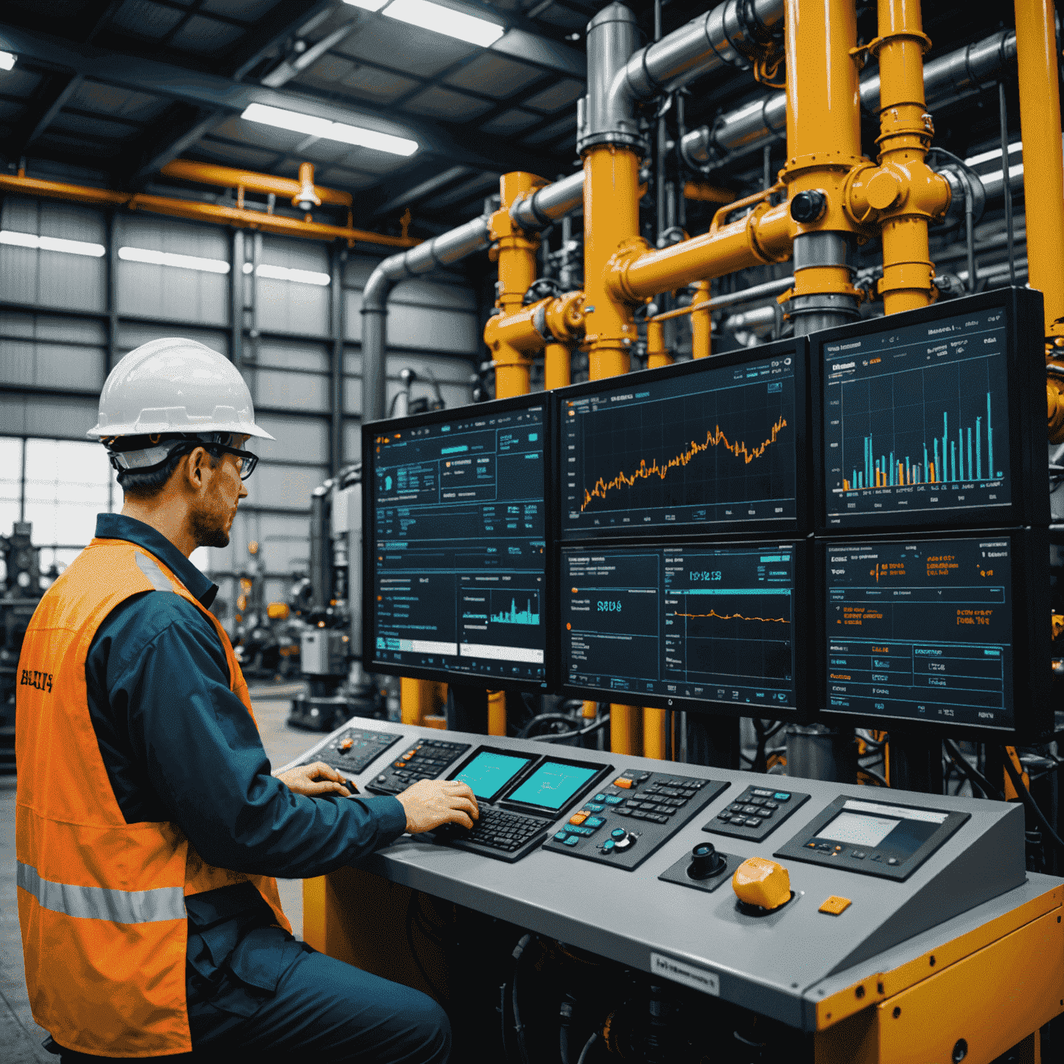 AI system interface showing predictive maintenance schedules and equipment health monitoring for oil production facilities